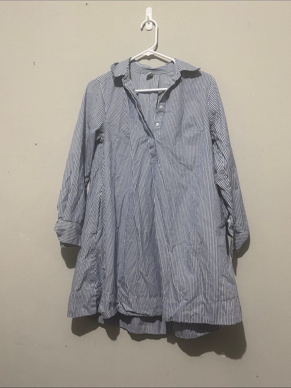 Old Navy Blue & White Vertical Stripe Shirt